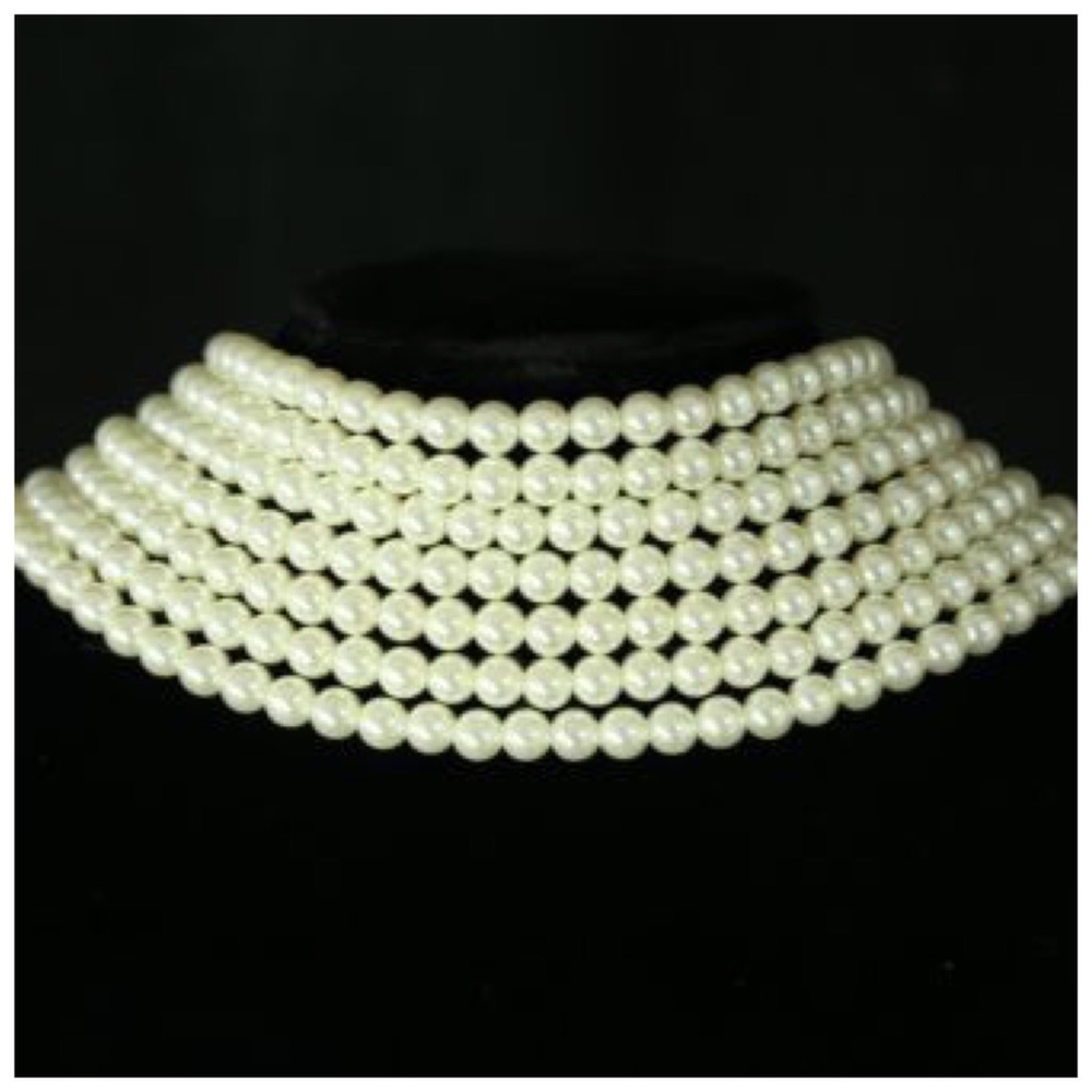 Elegant Pearl Antiqued Crystal Choker Necklace TS - Picture 2 of 4