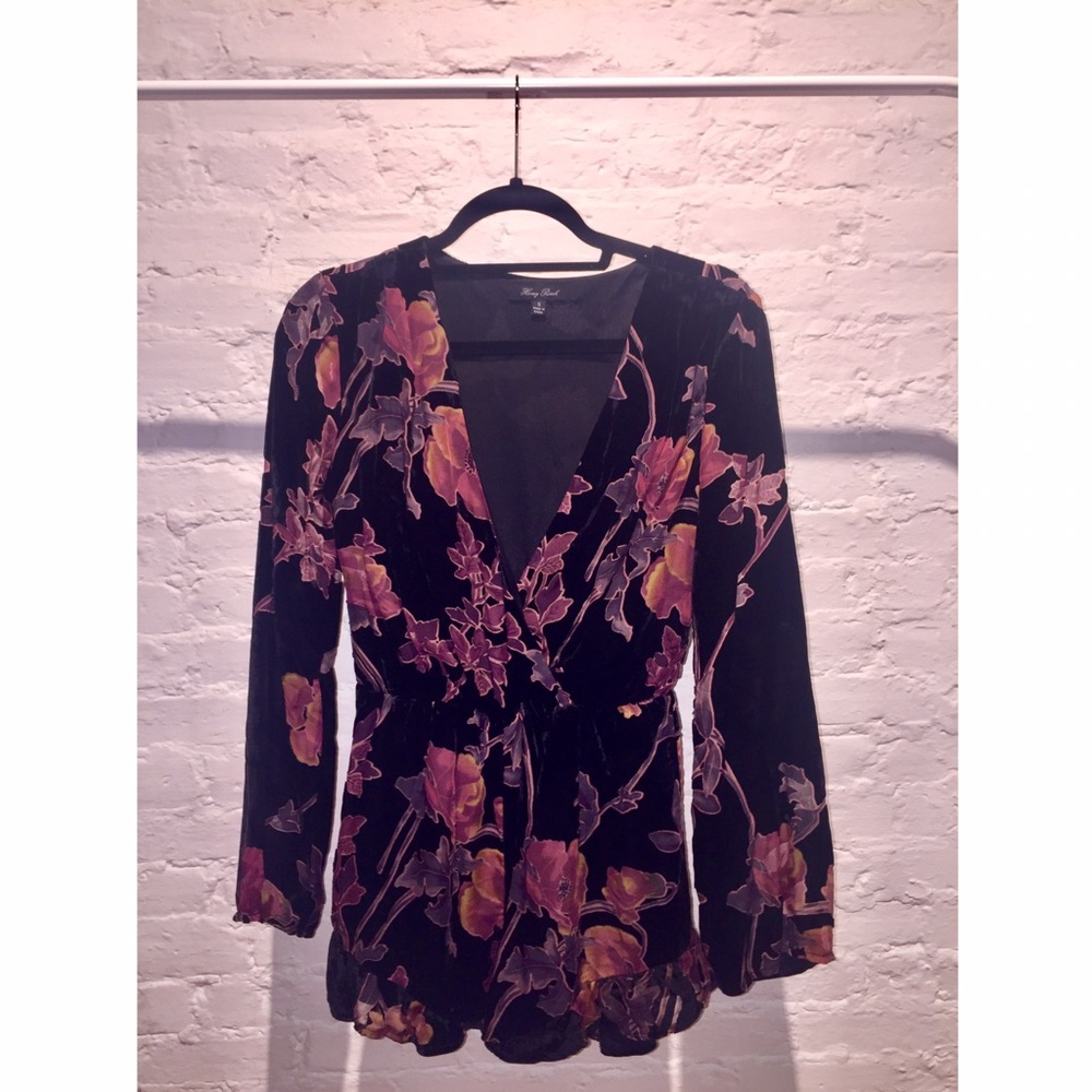 Floral Velvet Long Sleeve Romper