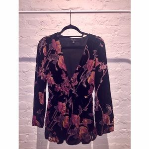 Floral Velvet Long Sleeve Romper