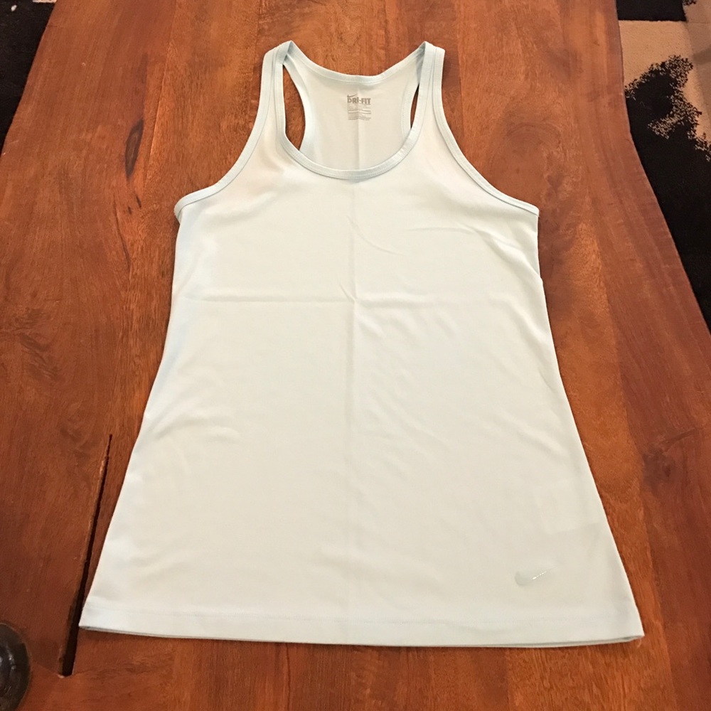 Women's Nike dri-fit tank. Color: soft blue.