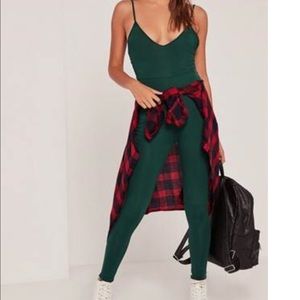 Green jersey strappy jumpsuit