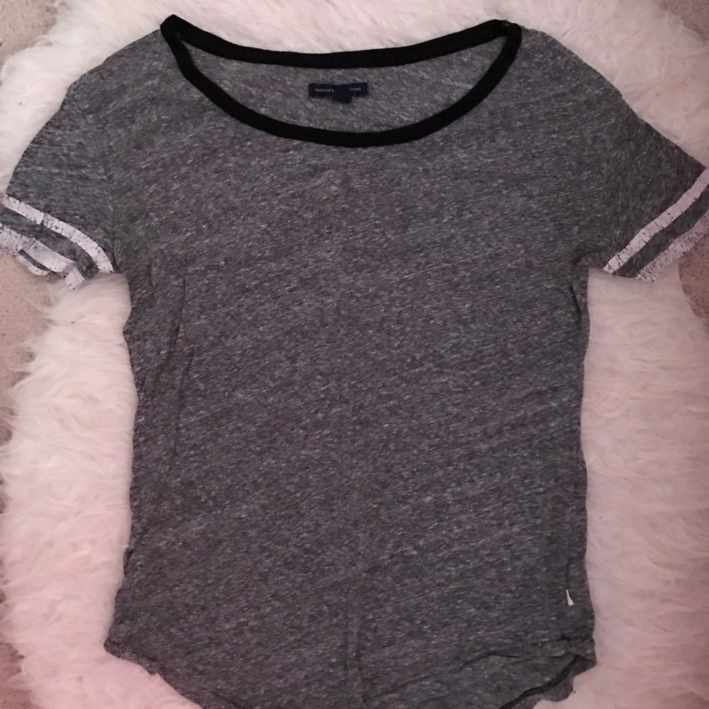 American Eagle striped sleeve tee
