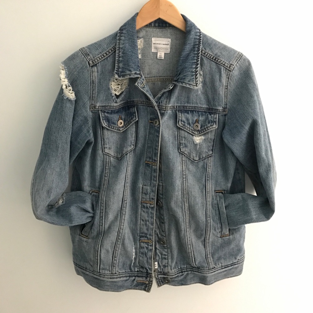 over sized distressed denim jacket
