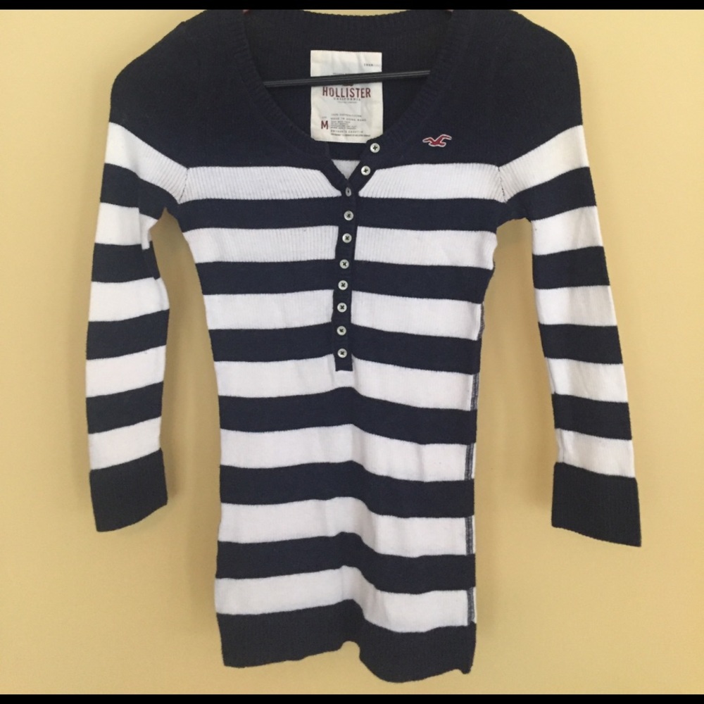 Blue and white striped sweater