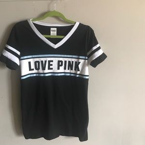 Love pink V-neck T-shirt
