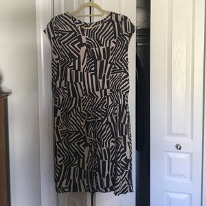 LOFT Gray and Tan, Cap Sleeve Dress, Size L