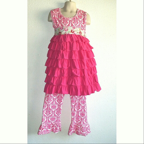 Pink layered Ruffle Boutique Outfit - Picture 2 of 8