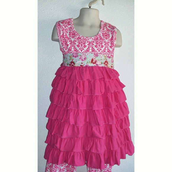 Pink layered Ruffle Boutique Outfit - Picture 4 of 8