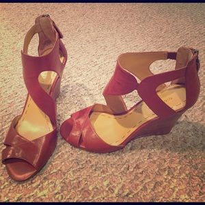 Nine West 8 Leather Missfitz Wedge Sandal