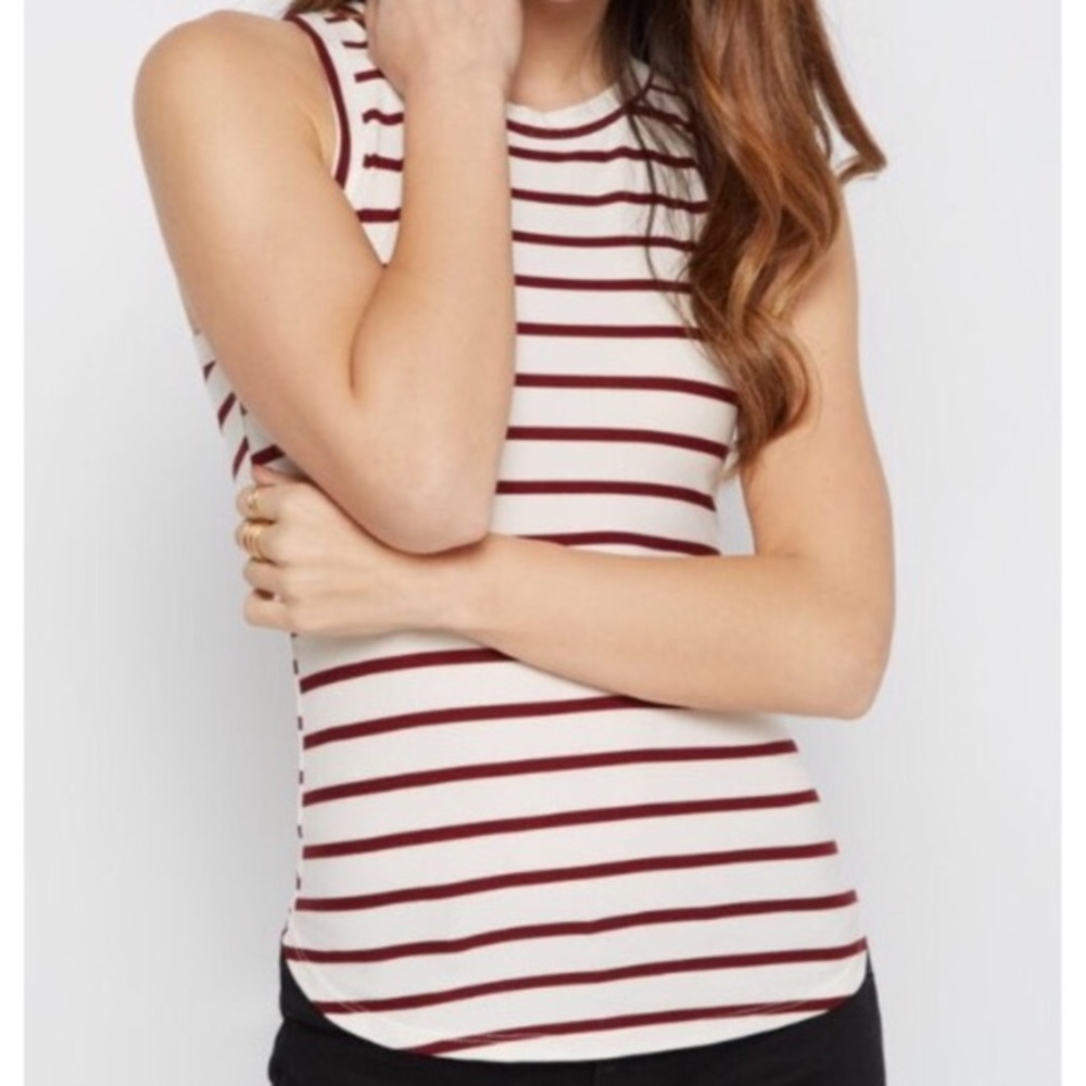Burgundy Striped High Neck atop