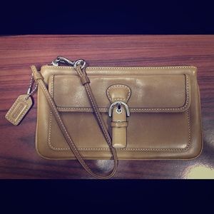 Authentic Coach wristlet tan