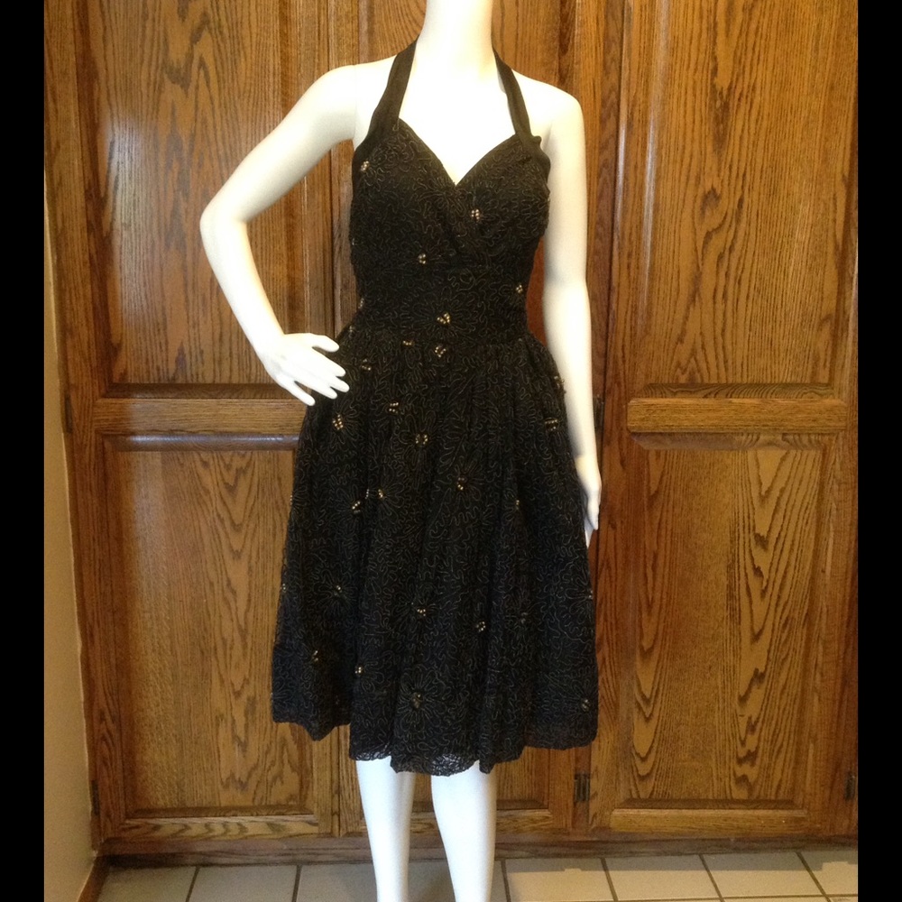 Stunning Black Halter Style Vintage Dress