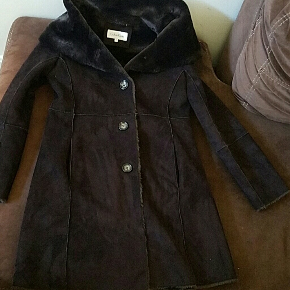 Calvin Klein Faux shearling, suede exterior.
