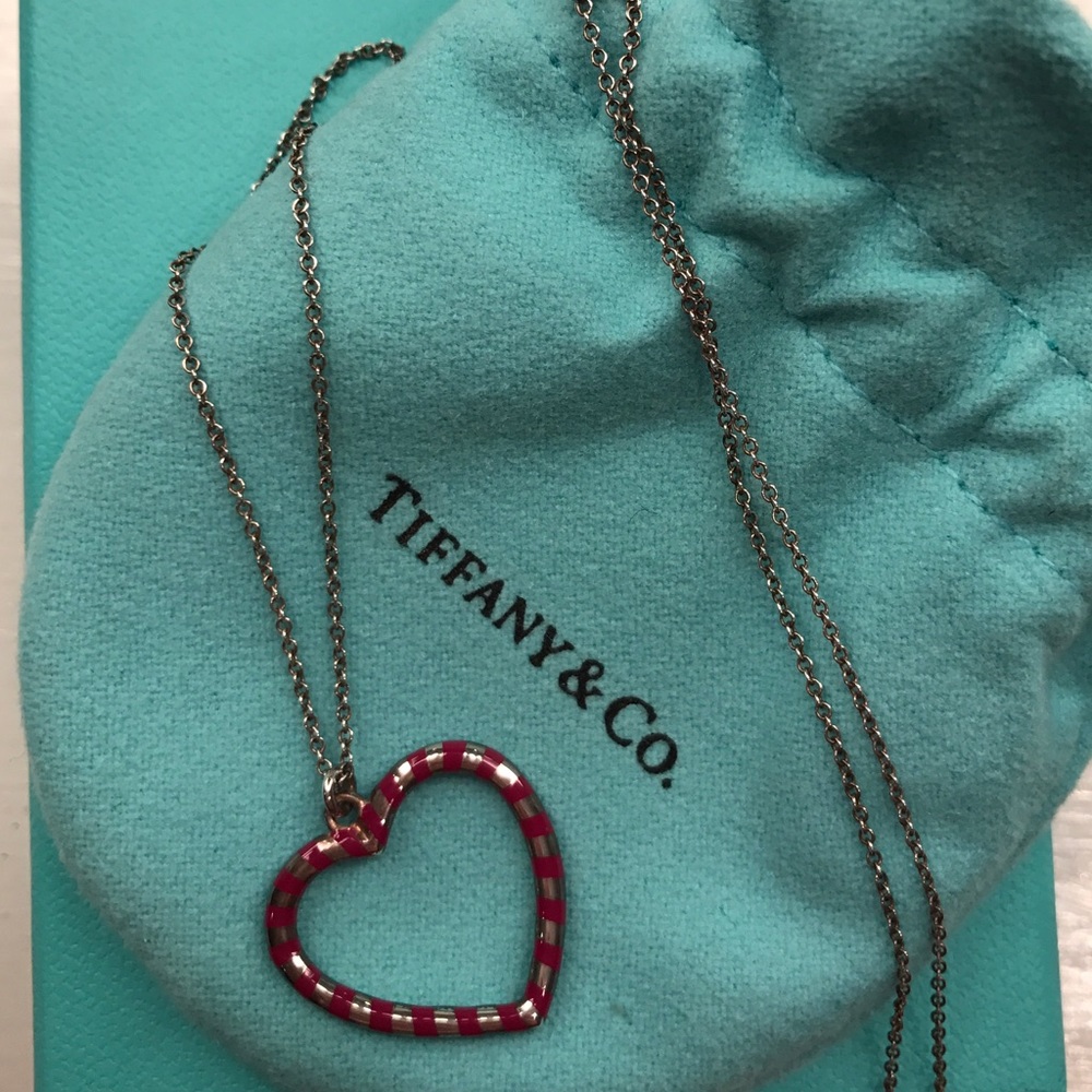 Tiffany & Co silver and red heart necklace