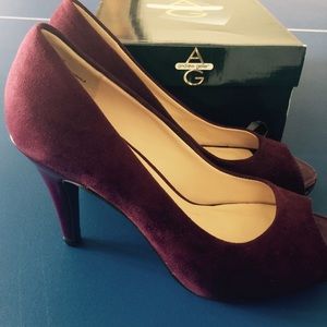 Andrew Geller Open-Toe Heels Merlot/Burgundy/Wine