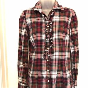 Tommy Hilfiger Plaid Ruffle Button Up