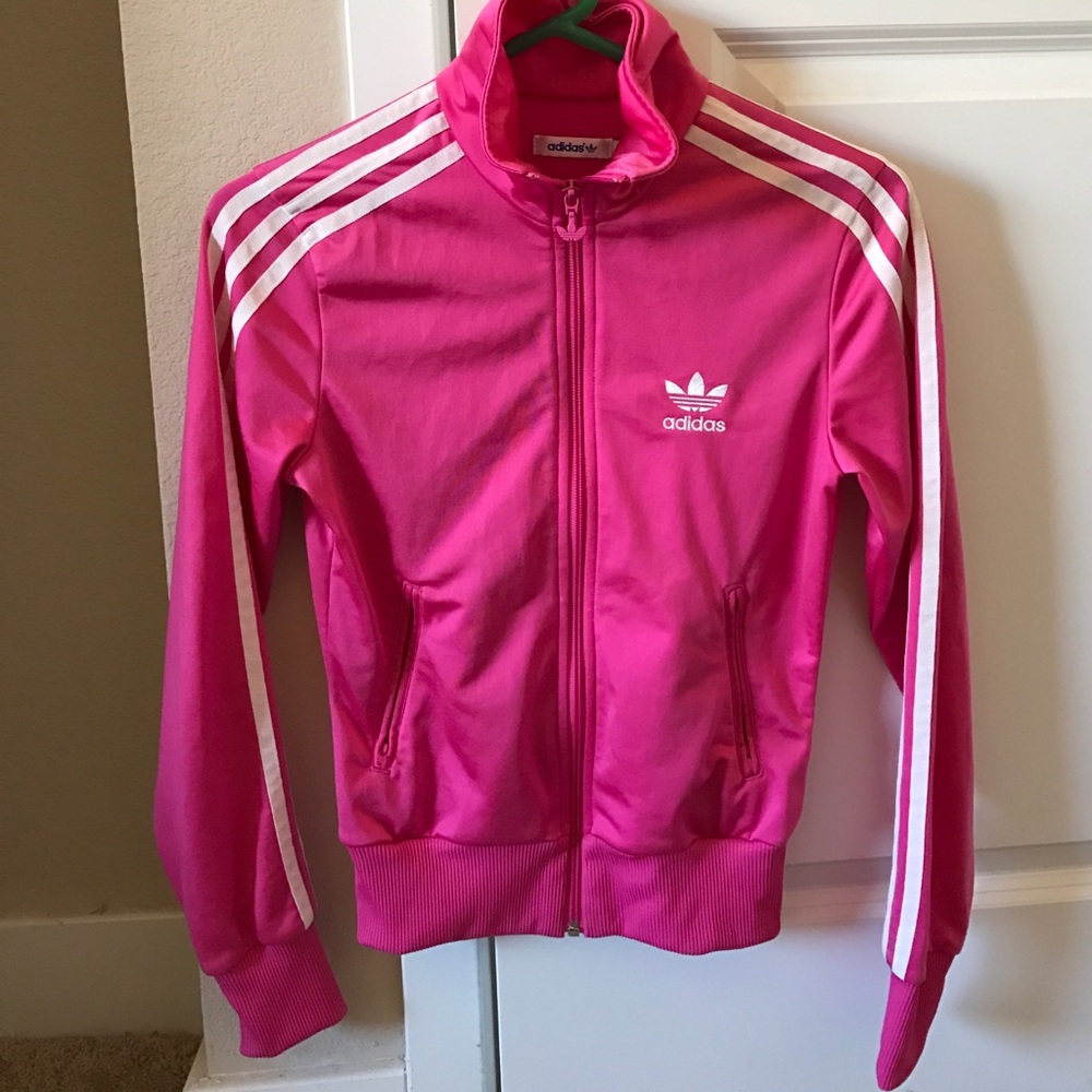Pink Adidas zip-up track jacket