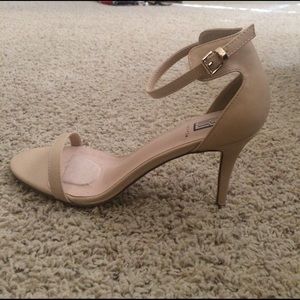 Beige strappy heels
