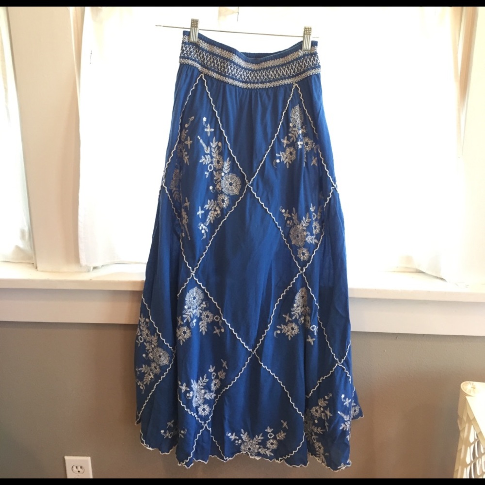 Meadow Rue blue full maxi skirt