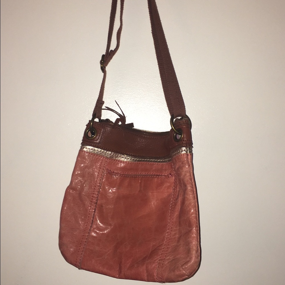 Pink & Brown Leather Crossbody Purse by The Sak