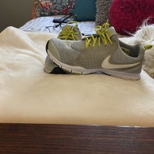 Grey and lime green Nikes