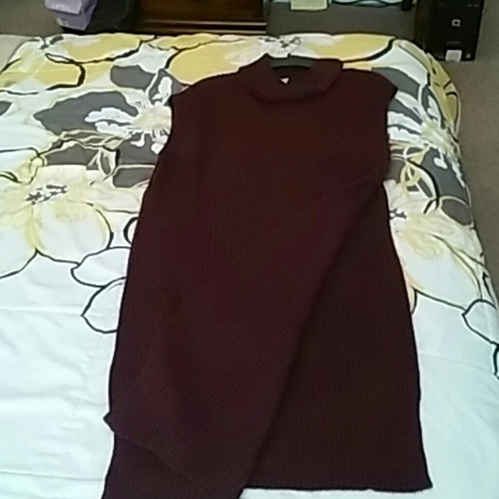 Turtulneck burgandy sleeve less