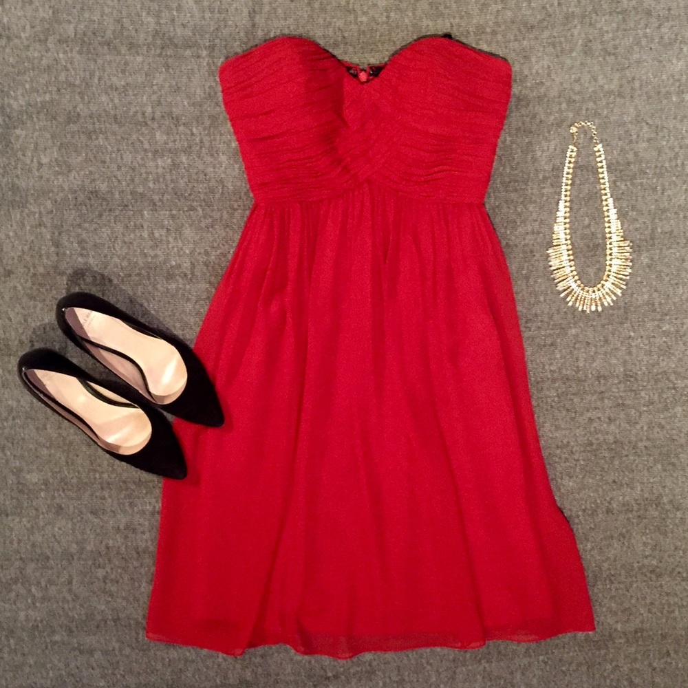 Silk and Chiffon Strapless Ruched Gown