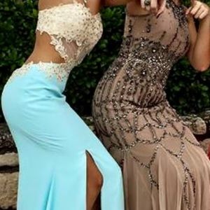 Fitted prom baby blue prom dress!!