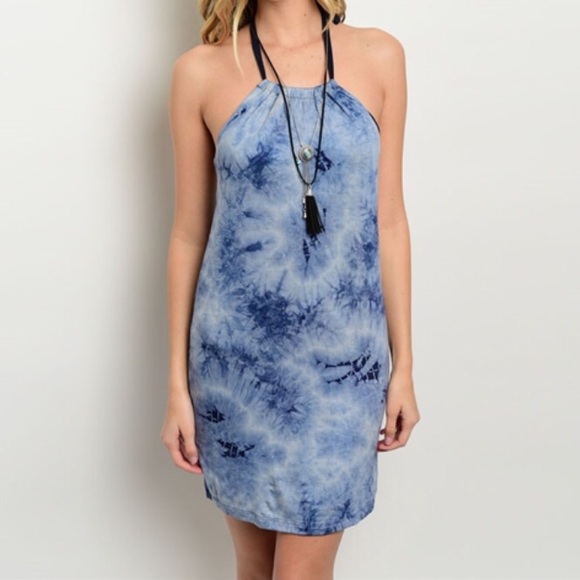 Navy Blue Tie dye dress - Picture 2 of 3