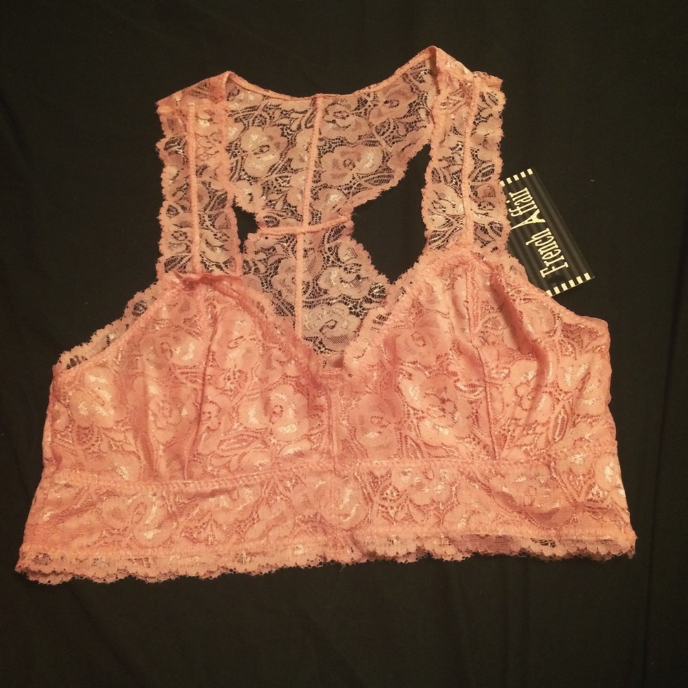 NWT pink lace racerback bralette bra top rose
