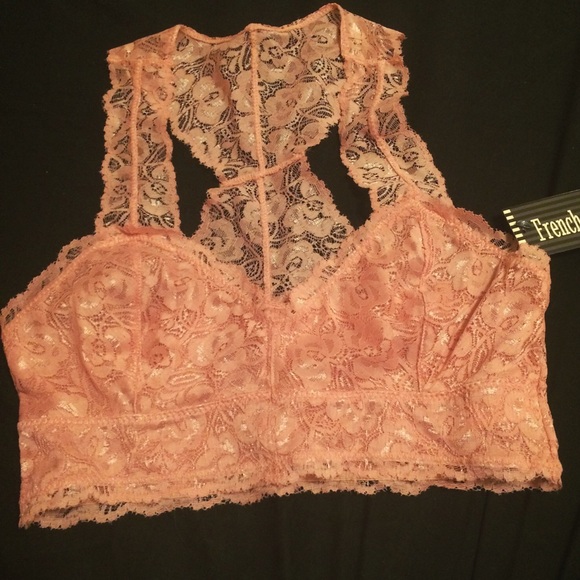 NWT pink lace racerback bralette bra top rose - Picture 2 of 4