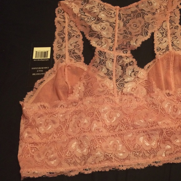 NWT pink lace racerback bralette bra top rose - Picture 3 of 4