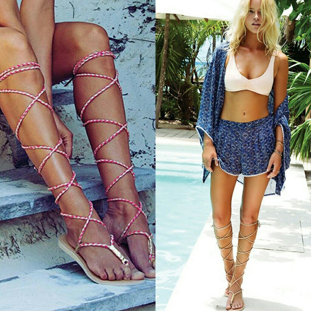 7.5 L?SPACE BY COCOBELLO ROMAN SANDALS/ KNEE HIGH!