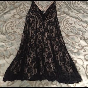 Glamour Black and Cream Lace Cocktail Dress