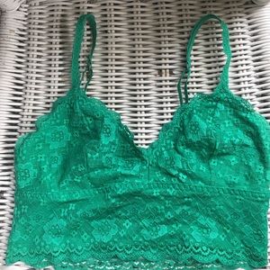 GILLY HICKS emerald green long-line bralette small