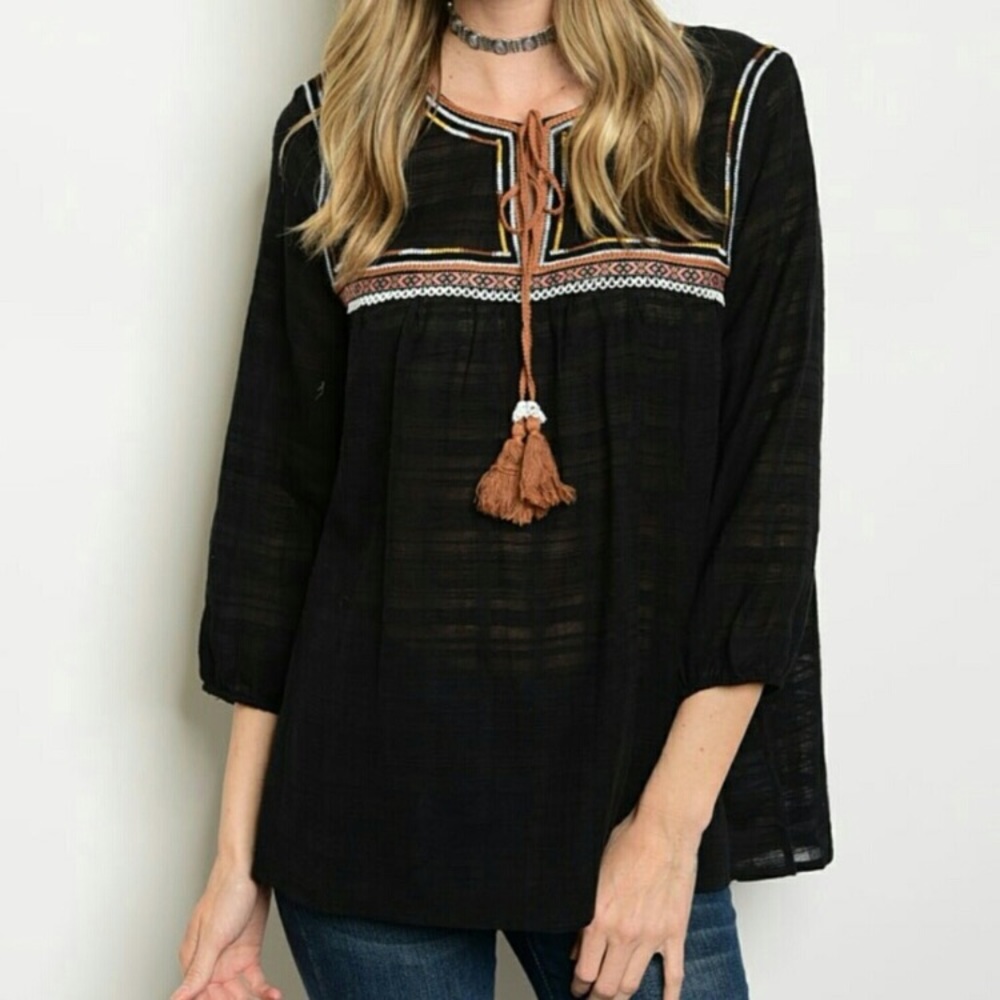 Boho Embroidered Top NWT