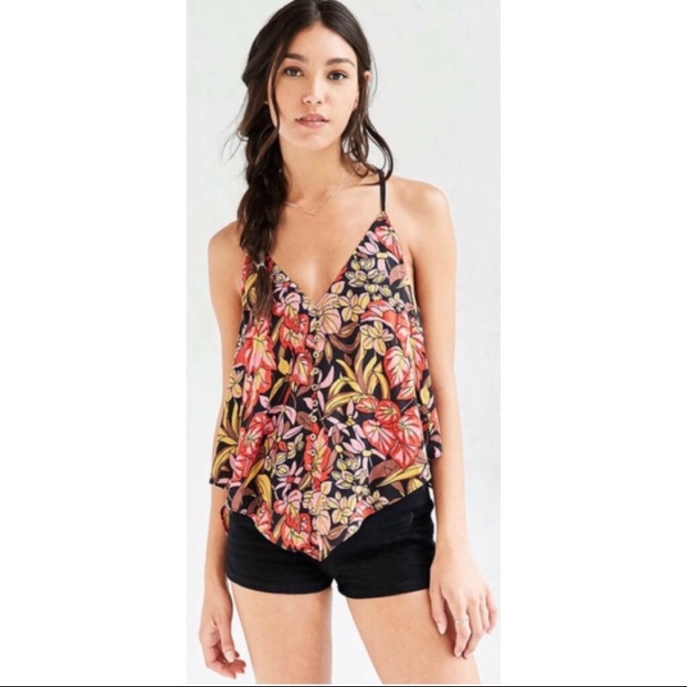UO Ecoté Maria Printed Handkerchief Cami Top