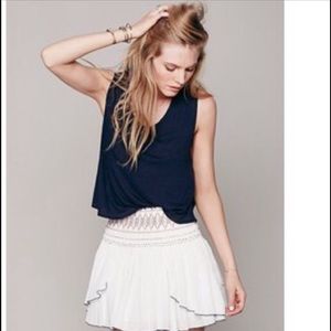 Free people "lip smocking good" mini skirt