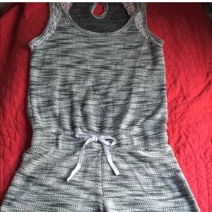 Gray and White Romper