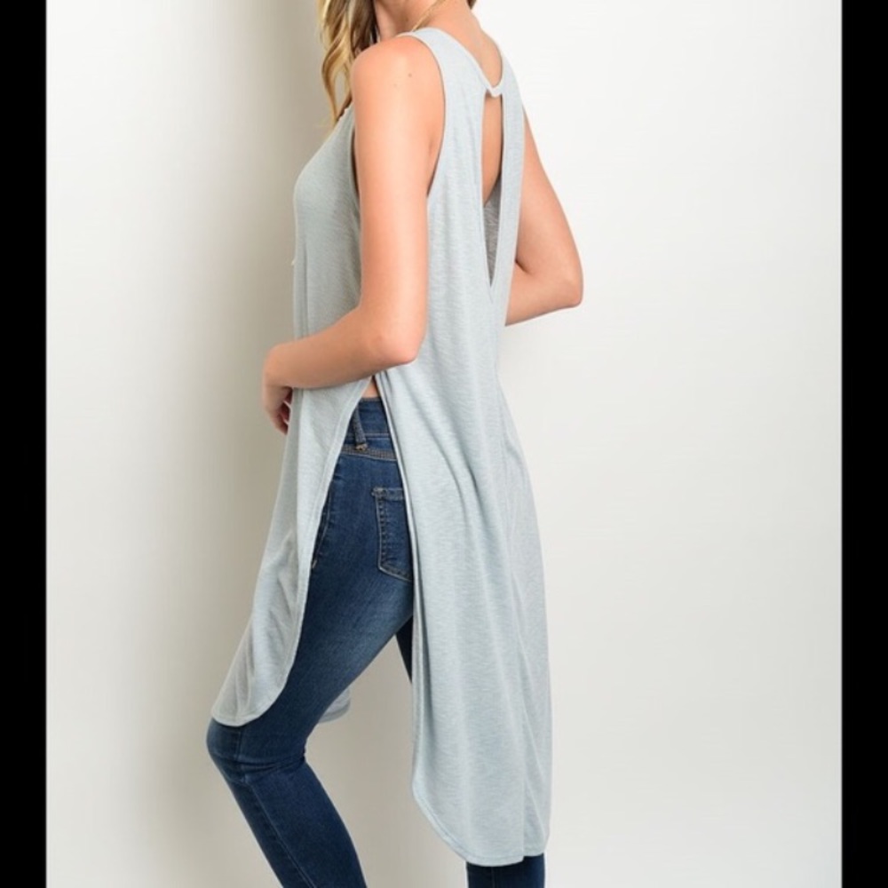 Long Grey Open Back Tank Top