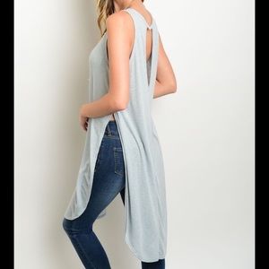 Long Grey Open Back Tank Top