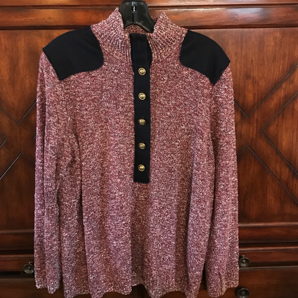 Tory Burch Sweater w/ Wool trim and gold buttons.