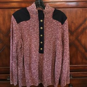Tory Burch Sweater w/ Wool trim and gold buttons.