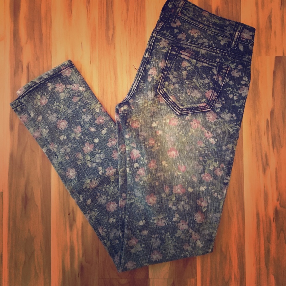 Floral skinny jeans