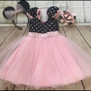 Minnie Mouse dress with ears and hairbow.