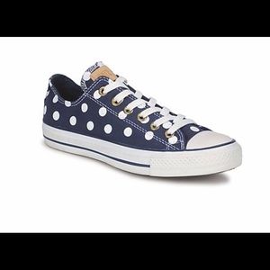 Denim and white dot Converse