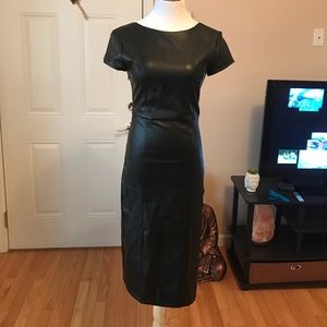 Leather below the knee dress