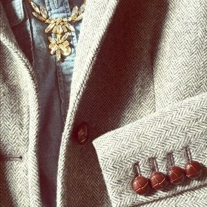 J. Crew Gray Herringbone Tweed Hacking Jacket