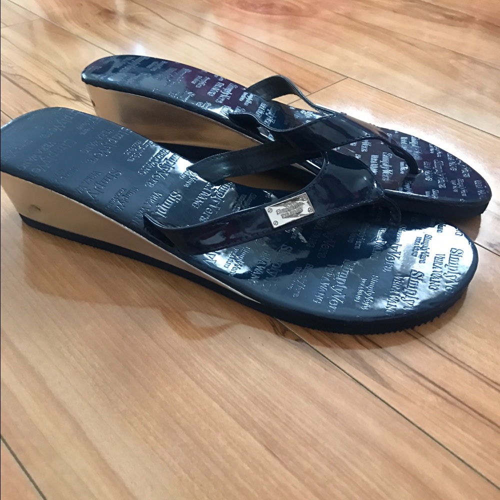 Vera Wang Wedges 2" Silver & Navy ,( Simply Vera)9