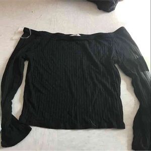 Black off the shoulder women's crop top